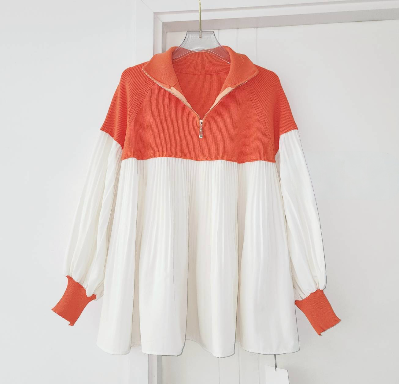 Pleated Contrast Top