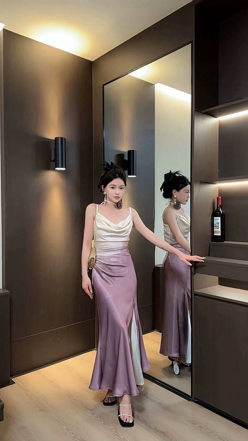 Rose Twilight Satin Gown