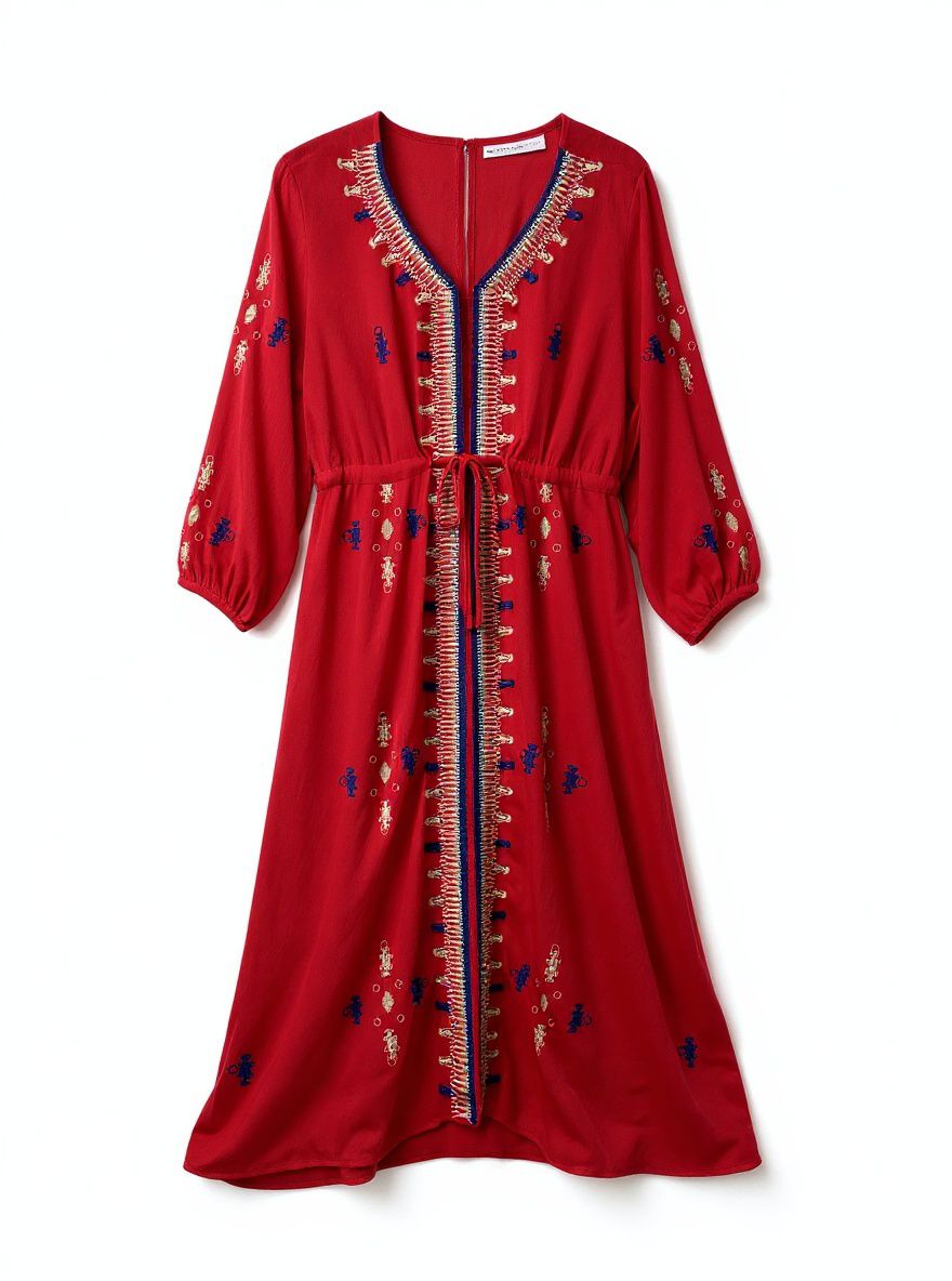 Scarlet Boho Embroidered Midi Dress