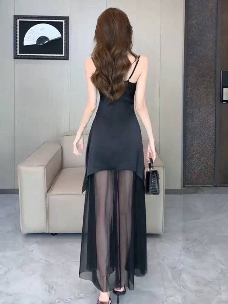 Noir Illusion Gown- Black