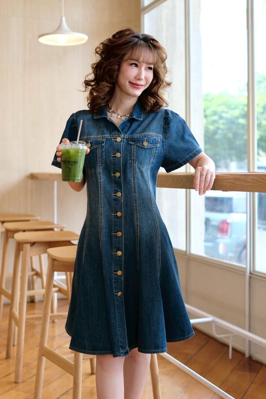 Urban Indigo Shirt Dress-Dark Blue