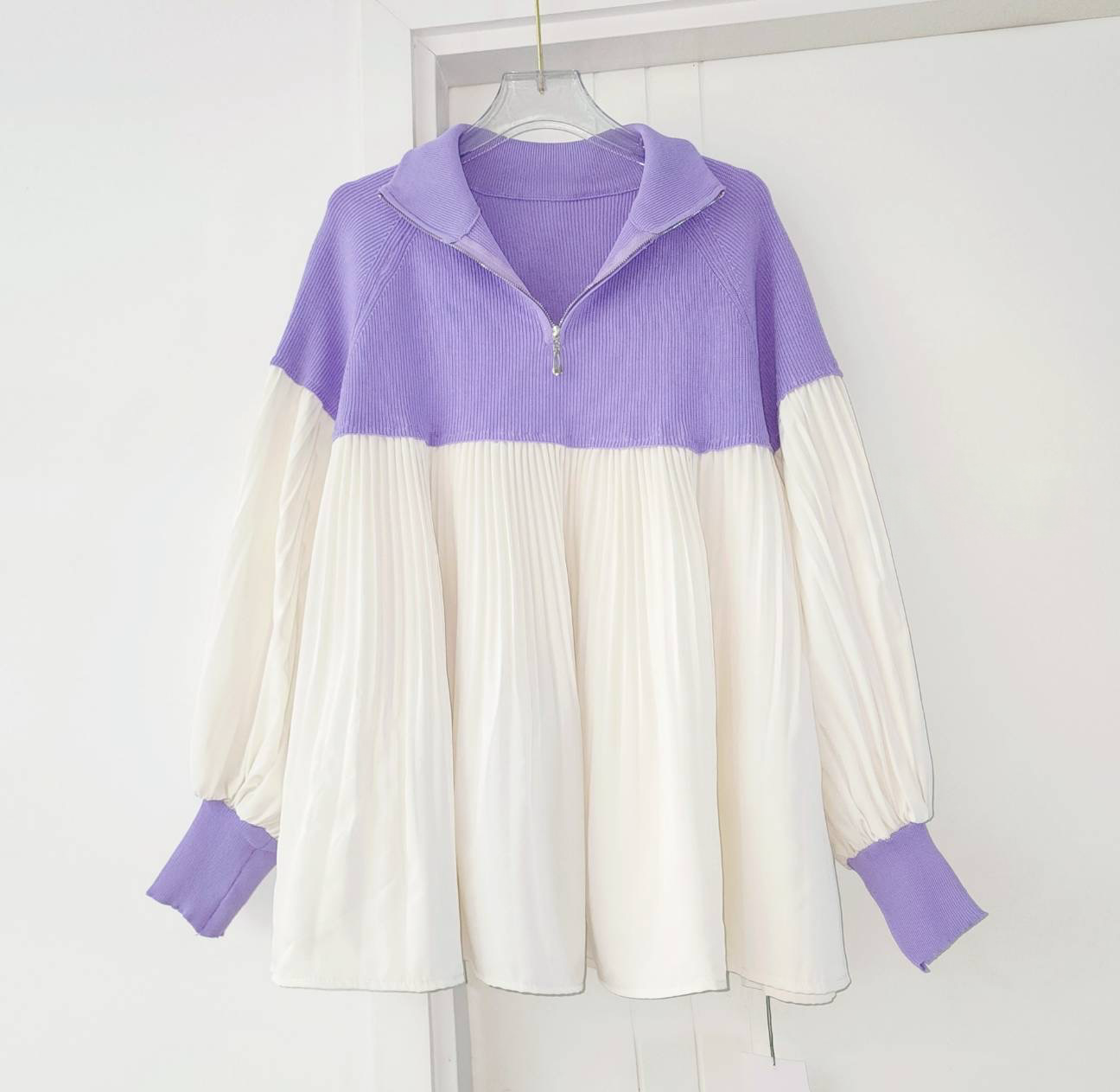 Pleated Contrast Top