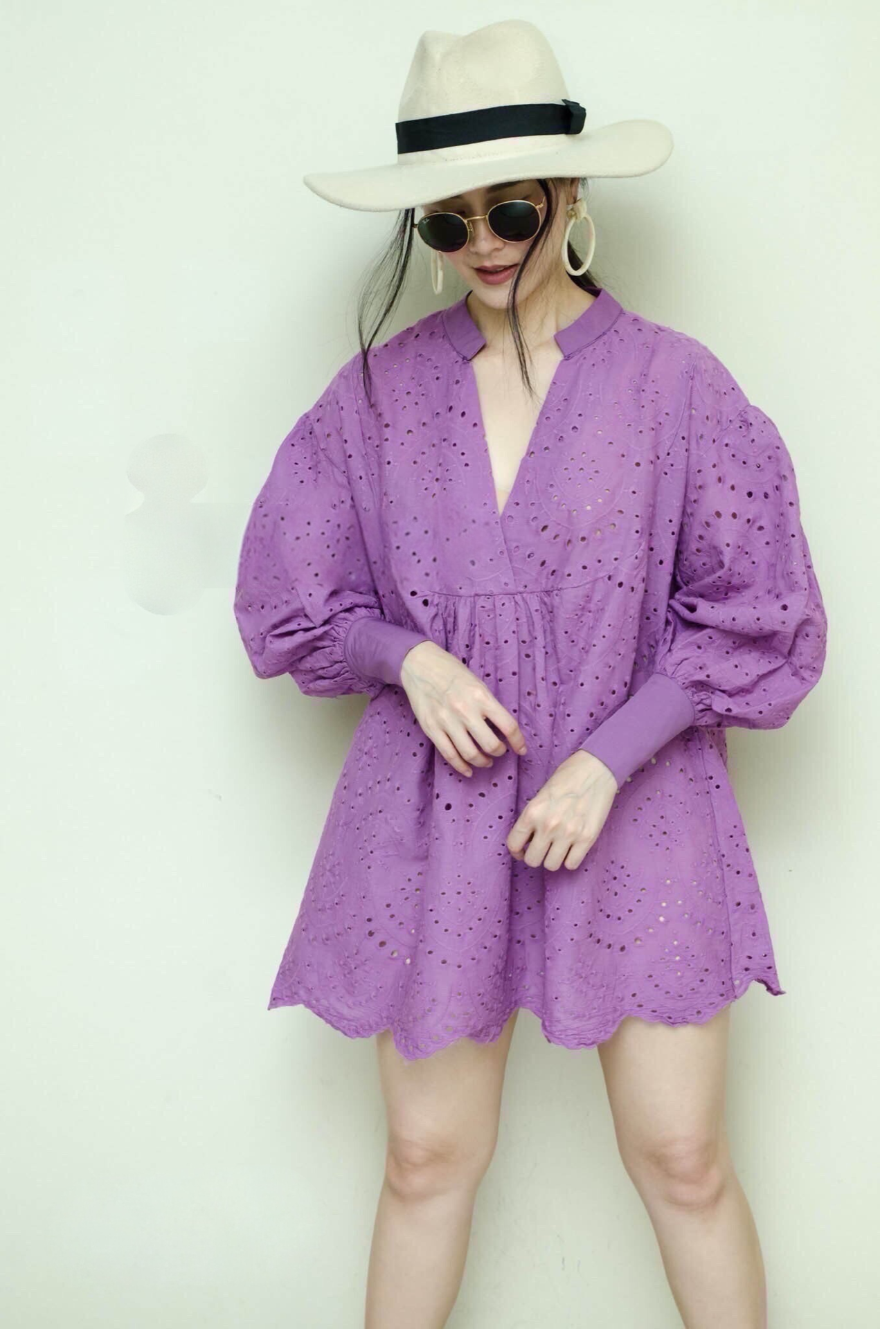 Lilac Eyelet Long-Top