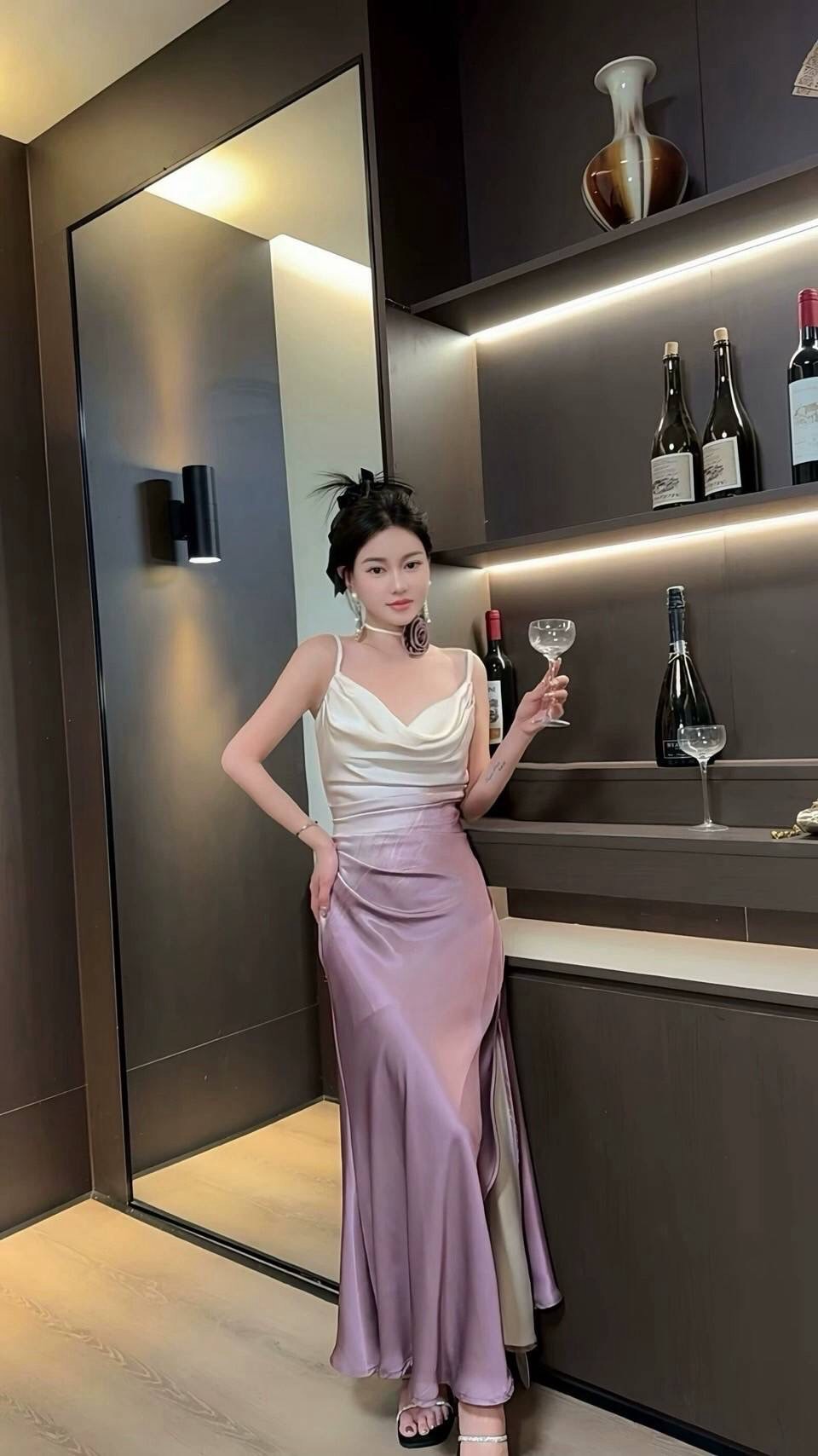 Rose Twilight Satin Gown