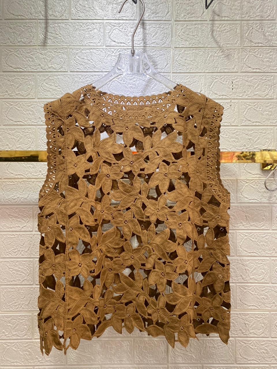 Mocha Petals Overlay Top