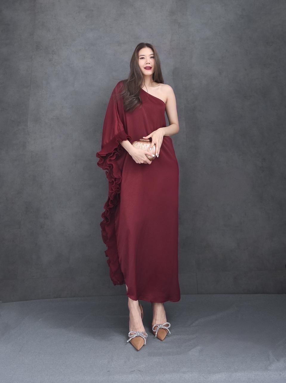 Wine Ruffle Gown