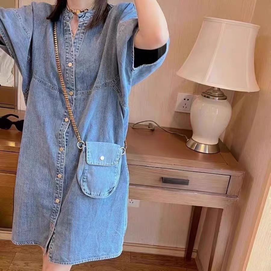 The Pocket Edit Denim Dress- Light Blue