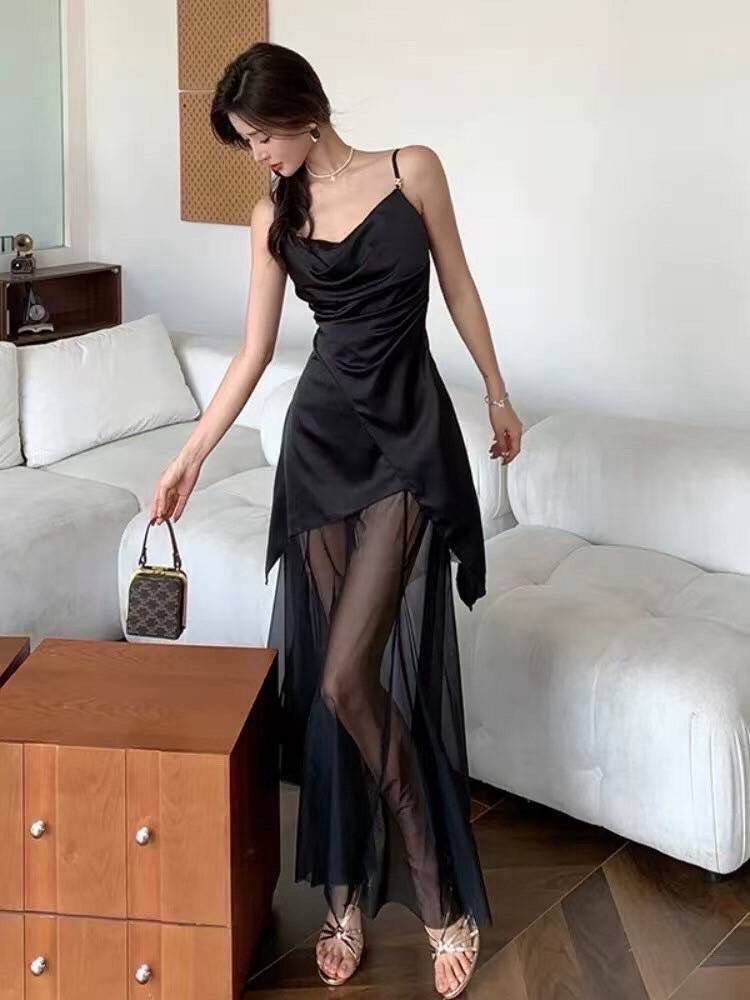 Noir Illusion Gown- Black