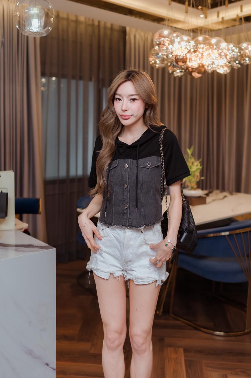 Denim Fusion Hoodie - Black